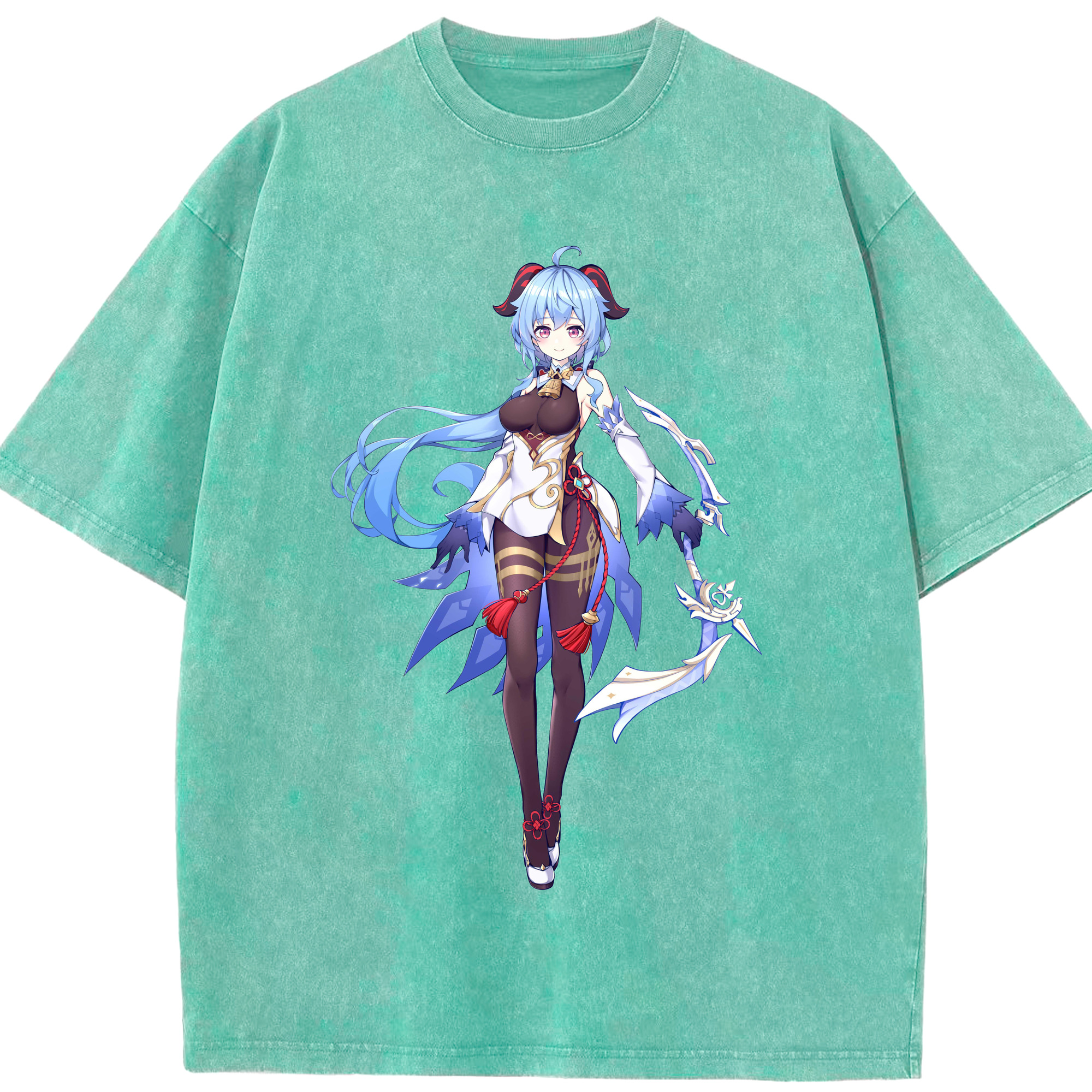 げんし神 甘雨 かんう genshin Ganyu 綿100% ヴィンテージ風 半袖Tシャツ（フロントプリント）